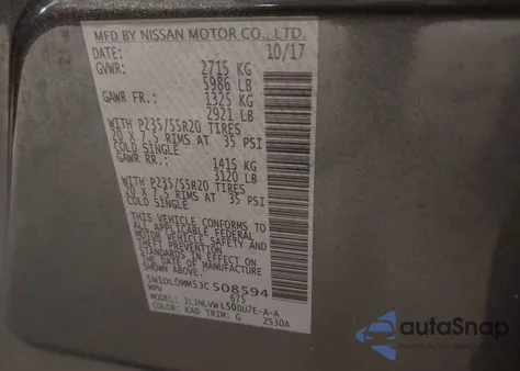 2018 Infiniti Qx60 from USA, damaged, VIN 5N1DL0MM5JC508594